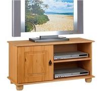 Meuble TV BELFORT, 1 porte et 2 niches, en pin massif finition cirée