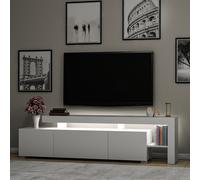 Hanah Home – Meuble TV BELIZ – éclairage LED – Blanc – 192 x 53 x 37 cm