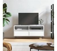 Meuble TV blanc 100x34,5x44,5 cm bois d ingénierie Blanc G