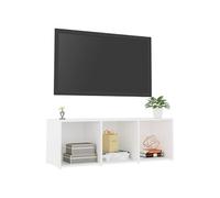 vidaXL Meuble TV Armoire Basse Centre de Divertissement Meuble Stéréo Salon Salle de Séjour Maison Intérieur Blanc 107x35x37 cm Aggloméré