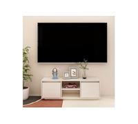 Meuble TV Blanc 110x30x40 cm Bois de pin massif