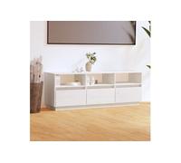 Meuble TV Blanc 140x37x50 cm Bois de pin massif