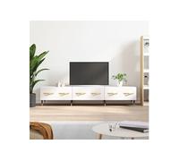 Meuble TV blanc 150x36x30 cm bois d ingénierie