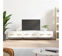Meuble TV blanc 150x36x30 cm bois d ingénierie Blanc G