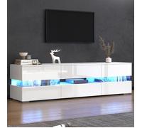 Meuble TV - Blanc - 160x39x45 cm - Éclairage LED - 2 portes - 1 tiroir