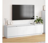 Meuble TV - Blanc - 180x38x49 cm - LED intégré - 4 portes coulissantes