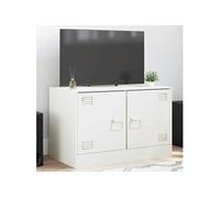 vidaXL Meuble TV Acier blanc 67x39x44 cm