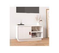vidaXL Meuble TV Blanc 70x34x40 cm Bois de pin massif 818236