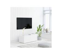 Meuble TV Blanc 80x34x30 cm Bois d ingénierie