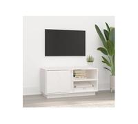 Meuble TV Blanc 80x35x40,5 cm Bois de pin massif
