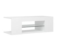 Meuble TV blanc 90 x 39 x 30 cm avec éclairage - Sous-structure de haut-parleur moderne en bois pour salon et divertissement à domicile