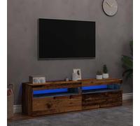 Meuble TV Blanc avec Lumières LED RVB Support de Console Multimédia 120 Cm Centre de Divertissement en Bois D'ingénierie avec étagères pour Lecteur DVD TV (Vieux Bois #53)