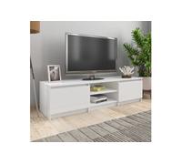 Meuble TV blanc brillant 140x40x35,5 cm bois d ingénierie