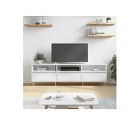 Vidaxl Meuble Tv Blanc Brillant 150x30x44,5 Cm Bois D'ingénierie Multicolore
