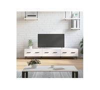 Meuble TV blanc brillant 150x36x30 cm bois d ingénierie