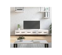 Meuble TV blanc brillant 150x36x30 cm bois d ingénierie