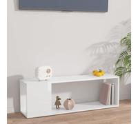 Meuble TV Blanc Brillant Moderne 100 cm, Meuble de Salon avec 2 Portes et 1 Tiroir, Rangement pour Téléviseur, Console pour Salle de Séjour et Chambre, Bois d'Ingénierie Robuste 100x24x32 cm
