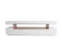 Miliboo - Meuble TV design blanc laqué brillant et bois L200 cm LIVO