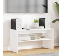 Meuble TV Blanc Moderne 80 cm, Meuble Bas Salon avec Étagère, Rangement Multimédia en Bois d'Ingénierie Solide pour Salle de Séjour et Espace Familial
