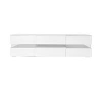 Meuble TV blanc moderne, Meuble tv design en laqué brillant avec éclairage LED, compartiment ouvert, insert en verre acrylique | Aosom France