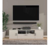 Meuble TV BLANCA sur pieds 150 cm cachemire mat avec éclairage LED RGB multicolore