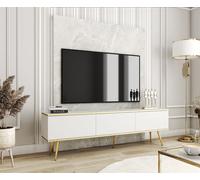 MEUBLE TV BLUM ORO BLANC 175 AVEC PIEDS DORES - Style moderne et tendance, montage automatique, fixation murale pour la sécurité