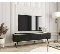 Meuble TV Blum Oro Noir/Marbre Noir Royal 175 - Debout - Push-to-Open - Style moderne et tendance - Montage automatique - Livraison par coursier - Profitez de la langue des avantages