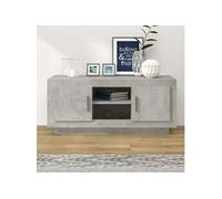 meuble tv bois 102x102x45 bois, gris beton, bois, gris