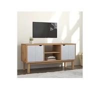 meuble tv bois 113x43x57 marron, bois, blanc marron, bois, blanc