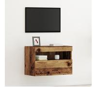 Meuble TV - Bois ancien - 60x30x40 cm - Éclairage LED - Style Vintage