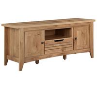 Meuble TV au Style Rétro Traditionnel en Couleur Bois Authentique composé d'un Tiroirs et de 2 Portes ainsi qu'un Espace de Rangement Ouvert Beliani