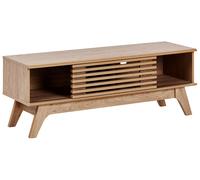Meuble TV Bois Clair en MDF avec Porte Coulissante 1 Etagère Plaqué Rétro Toledo