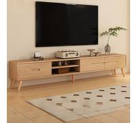 Meuble TV Bois,Commode TV for Décoration de Salon,Console Multimédia TV avec 2/3 Tiroir et 2 Étagère Ouverte,Style Scandinave Ligne(02,6.6ft(200cm))