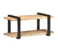 Meuble TV - Bois de manguier - 90x40x40 cm - Style industriel - Finition naturelle - Pieds en fer noir