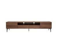 Meuble TV design bois foncé noyer et métal noir 2 portes 2 tiroirs L200 cm BLISS