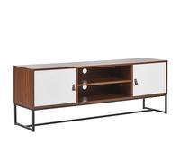 Beliani - Meuble TV - Nueva - 2 Compartiments à Portes, en MDF, Effet Bois Foncé