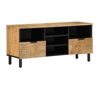 Meuble TV - Bois massif de manguier - 100x33x46 cm - Style contemporain - Grand espace de rangement