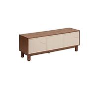 Meuble TV buffet bas 2 portes et 1 tiroir coloris Marron/Beige - Longueur 140 x Profondeur 40 x Hauteur 50,5 cm - -