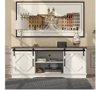Meuble TV - Buffet bas avec 2 portes coulissants Laqué blanc Panneaux de particules Style industriel