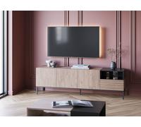 Generique Meuble TV CAILIN - Chêne artisan et noir - 3 portes, 1 niche, 1 tablette - 180x40x55 cm