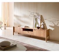Meuble-TV Caius 175 cm acacia Aura 2 portes 1 tiroir 1 compartiment