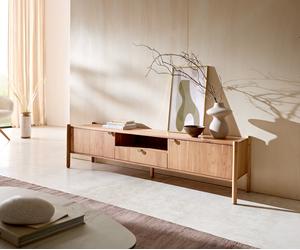 Meuble-TV Caius 175 cm acacia Aura 2 portes 1 tiroir 1 compartiment
