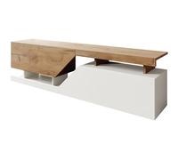 Meuble TV Ceelias - 160 x 46 x 35 cm - Blanc/Marron