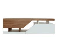 Meuble TV ""Ceelias"" - 160 x 46 x 35 cm - Blanc/Marron Foncé