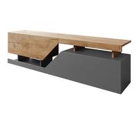 Meuble TV ""Ceelias"" -160 x 46 x 35 cm - Gris/Marron