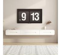 Meuble TV, centre de divertissement flottant avec rangement, console murale en bois, armoire de salon moderne étroite