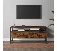 vidaXL Meuble TV, Armoire de Télévision avec 2 Tiroirs, Meuble Télé avec Rangement Salon Salle de Séjour, Industriel, Chêne Fumé Bois d'Ingénierie