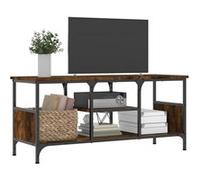 Meuble TV chêne fumé 100x35x45 cm bois d'ingénierie et fer Marron