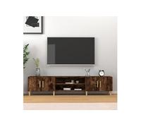 Meuble TV chêne fumé 180x31,5x40 cm bois d ingénierie