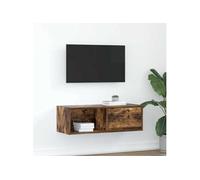Meuble TV chêne fumé 80x31x25,5 cm bois d ingénierie